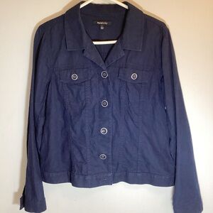 Relativity Women's Deep Blue Jean Jacket Linen Blend